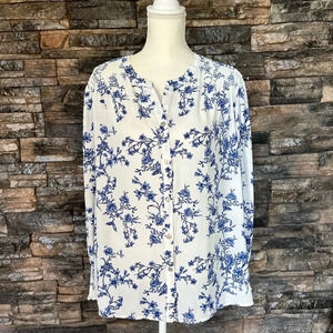Joie Blue and White Floral Blouse
